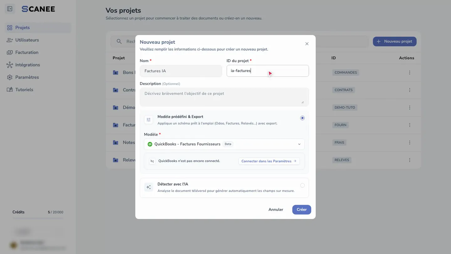 Nommer le nouveau projet