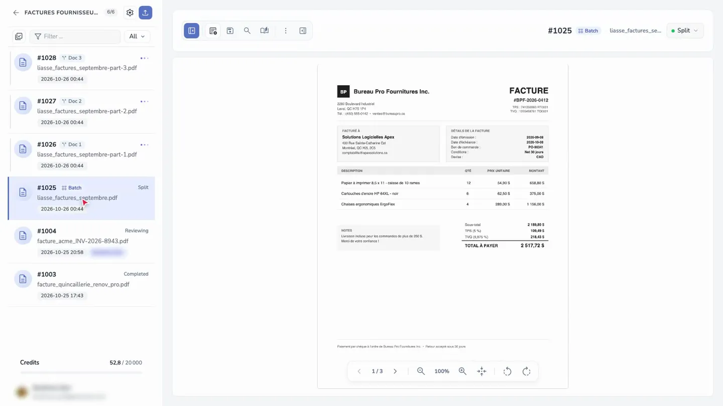 One document per invoice