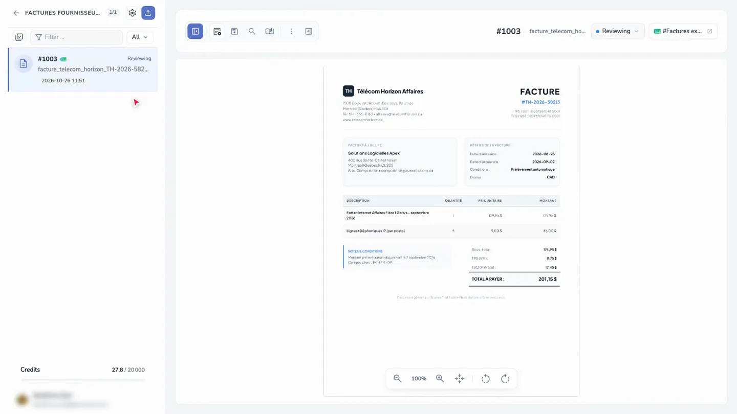 Export the invoice