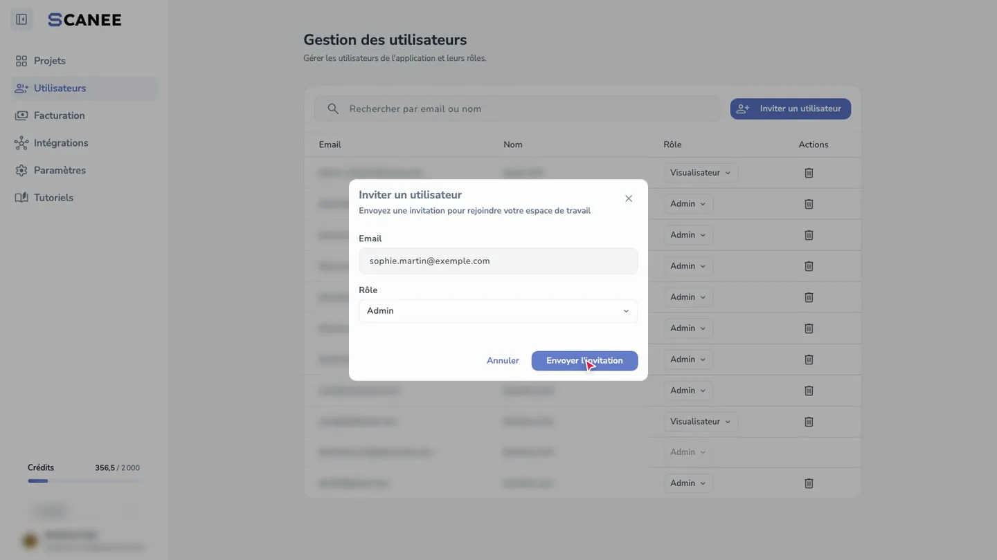 Envoyer l'invitation