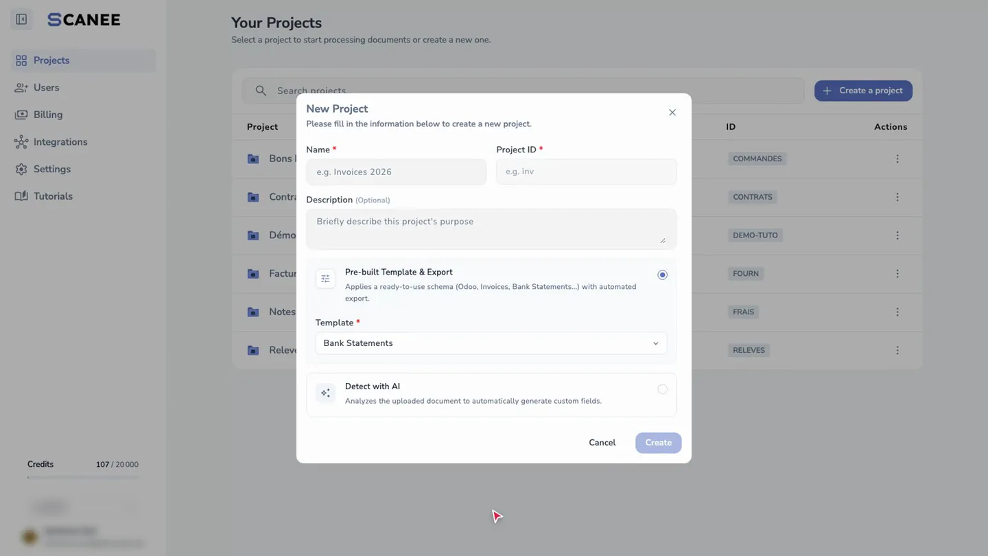 Create a Bank statements project