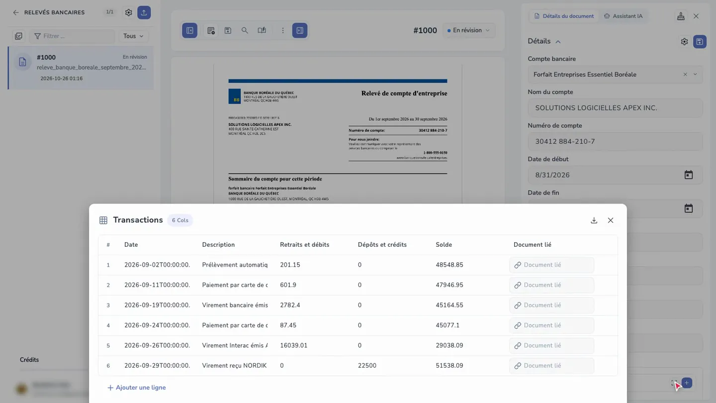 Consulter les transactions extraites