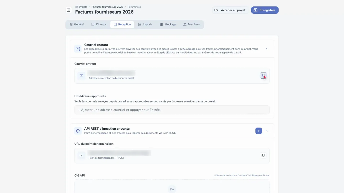 Copier l'adresse du projet