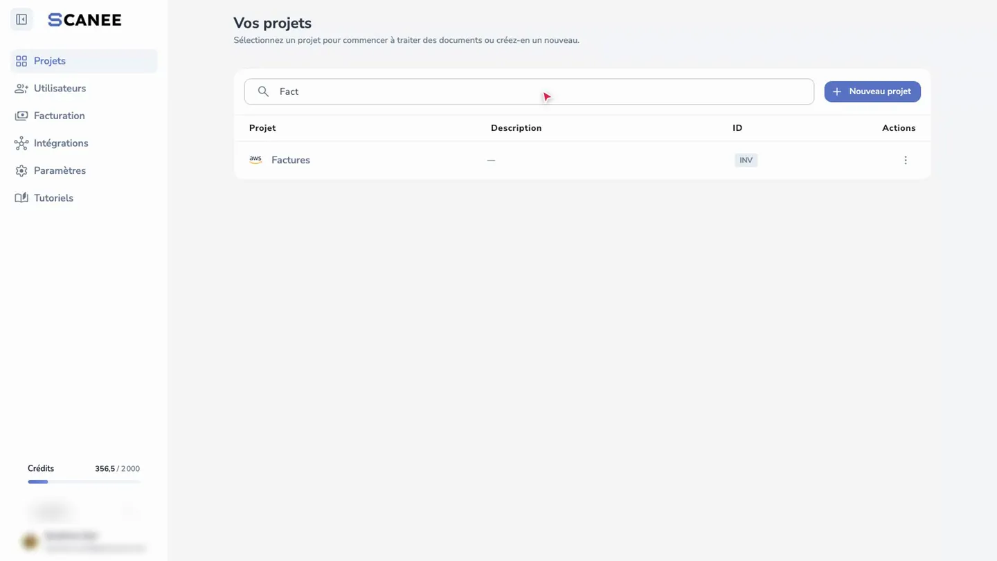 Taper une partie du nom